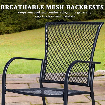 Outdoor Metal Patio Chairs Set of 4, Stackable Iron Mesh Dining Chairs - Image 5