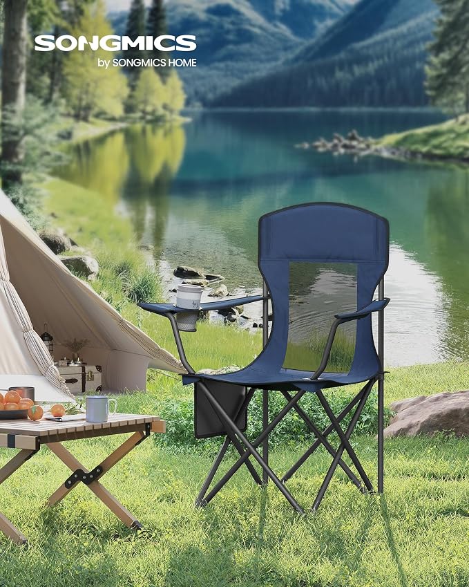 SONGMICS 2 Pack Breathable Camping Chairs, 330 lb Capacity Foldable Outdoor - Image 2