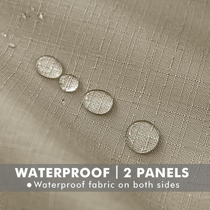 Linen Outdoor Curtains for Patio Waterproof 4 Pcs 110x84 In Taupe | Light - Image 2