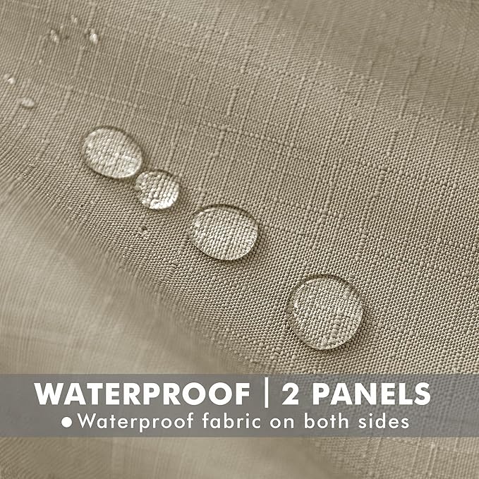 Linen Outdoor Curtains for Patio Waterproof 4 Pcs 110x108 In Taupe | Light - Image 2