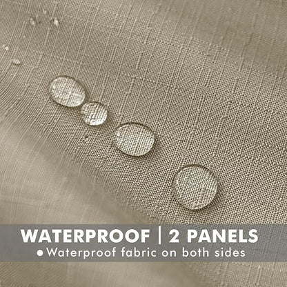 Linen Outdoor Curtains for Patio Waterproof 4 Pcs 110x108 In Taupe | Light - Image 2