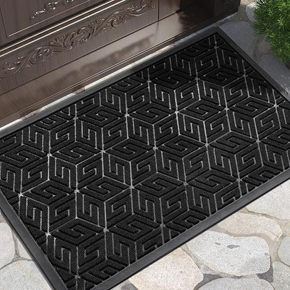 Yimobra Large Door Mat 36x24, All-Weather Waterproof Outdoor Mats for Front Door, Non Slip Rubber Doormat for Patio Proch Outside Entryway Indoor, Black
