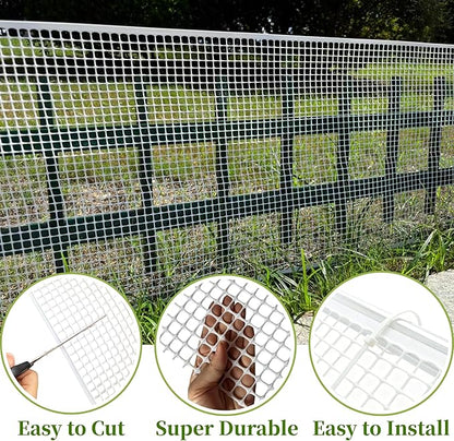 PotatoLife Plastic Wire Mesh Fence, Balcony Fence for Baby and Pets, Safety Fence, Stair Protector, Poultry, Garden, Tree Support, Durable Material, Free Zip Ties (White, 15.7'' x 20')