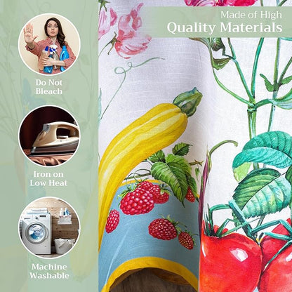Maison d' Hermine Table Cloth Round Table 100% Cotton 69 Inches Tablecloth Reusable Decorative Everyday Use for Dining Room, Farmhouse, Home, Party, Festive & Wedding Spring Summer - Giverny