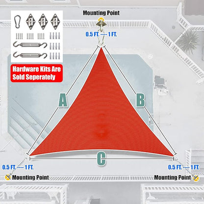 Amgo Custom Size 6' x 6' x 6' Red Triangle Sun Shade Sail UPF50+ AGTAPT12 - Image 6