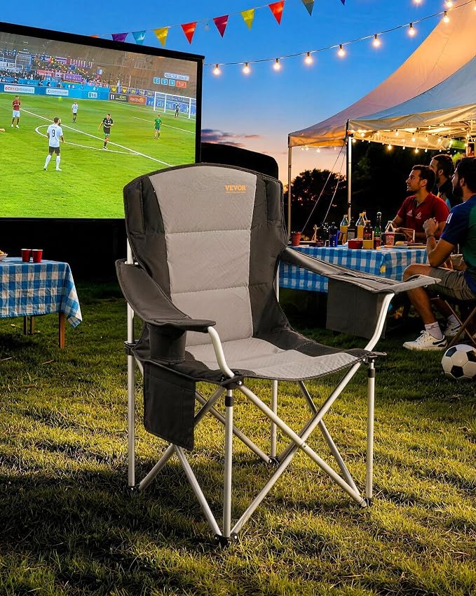 VEVOR Oversized Camping Folding Chair, Portable Heavy Duty Outdoor Quad Lumbar - Image 2