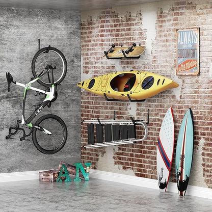 niffgaff Heavy Duty Garage Storage Hooks - 120 LB Capacity Wall Mounted Rack for Kayaks, Ladders, and Bikes