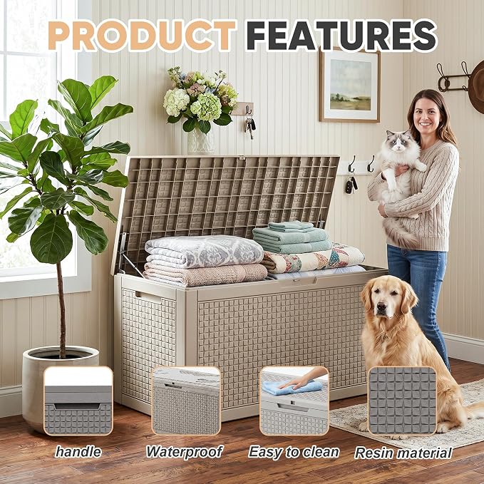 110 Gal Waterproof Outdoor Storage Box UV Resistant Deck Box | Extra-large - Image 5