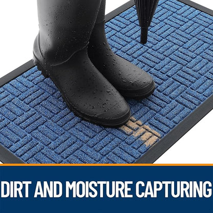 OLANLY Front Door Mat Outside Entrance 71x47, Absorbent, Heavy Duty Sturdy Natural Rubber Doormat Indoor Outdoor, Non-Slip, Stain and Fade Resistant, Low Profile Floor Mat for Entryway, Ocean Blue