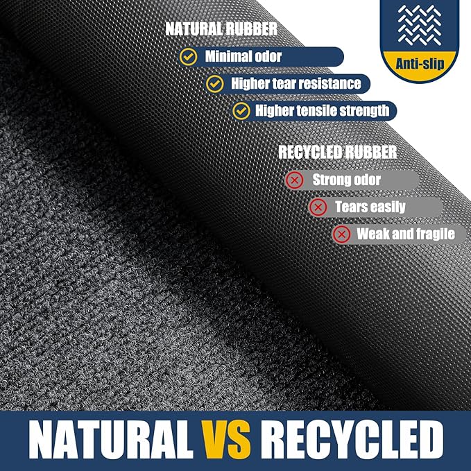 Extra Large Front Door Mat Outside Entrance Indoor Doormat, 60" x 34" Outdoor Mats For Patio Waterproof, Outdoor Door Mats For Outside Entry, Indoor Rugs for Entryway, Sturdy Natural Rubber, Drak Gray