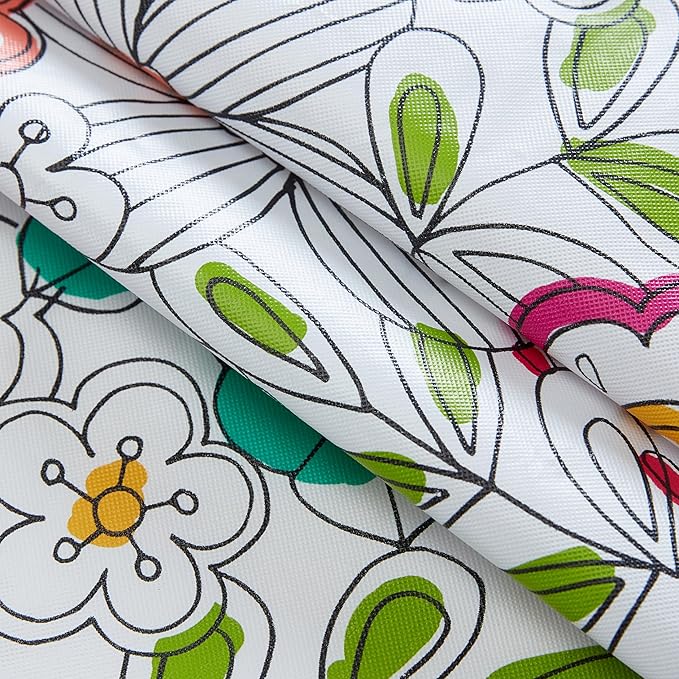 Newbridge Shabby Chic Lily Print 52 x 52 Inch Square Vinyl Flannel Backed Tablecloth, Pink Yellow and Green Lily Indoor and Outdoor Waterproof Vinyl Table Cover for Spring Holiday Party