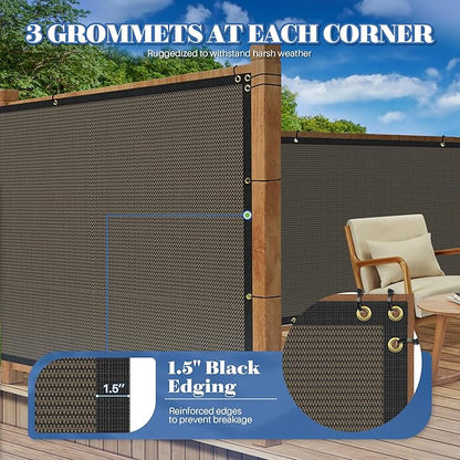 ECOOPTS 4'x123' Privacy Fence Screen Windscreen with Copper Grommets, Fit for Commercial Fence and Residential Garden Outdoor 90% UV Blockage, Cable Zip Ties Included (Brown)