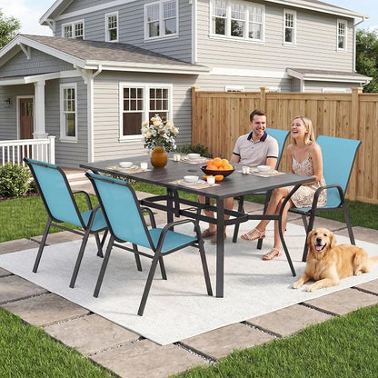 Outdoor Patio Chairs Set of 4 Stackable Dining Chairs All-Weather Textilene - Image 3