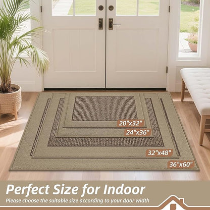 BEQHAUSE Indoor Door Mat 36" x 60", Dirt Trapper Door Mats Non-Slip Entryway Rugs Washable, Resist Dirt Absorbent Welcome Mat, Low Profile Floor Mats for Front Back Door and Entryway, Taupe