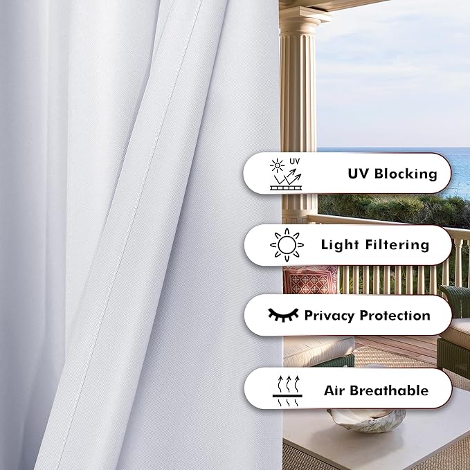 BONZER Outdoor Curtains for Patio Water Resistant | Heavy Privacy Light - Image 4