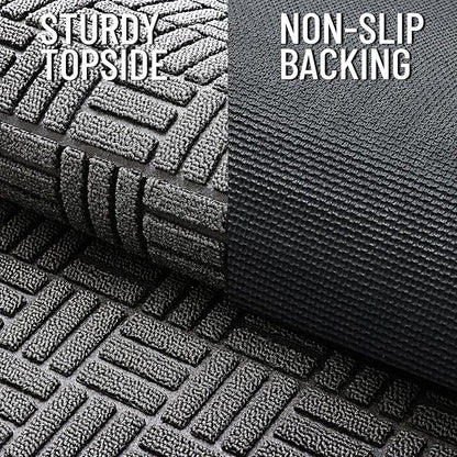 OLANLY Front Door Mat Outside Entrance 29.5x17, Absorbent, Heavy Duty Sturdy Natural Rubber Doormat Indoor Outdoor, Stain and Fade Resistant, Non-Slip Backing Low Profile Floor Mat for Entryway, Grey
