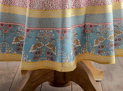 Maison d' Hermine Table Cloth Round Table 100% Cotton 69 Inches Tablecloth Reusable Decorative Everyday Use for Dining Room, Farmhouse, Home, Party, Festive & Wedding Spring Summer - Marquise