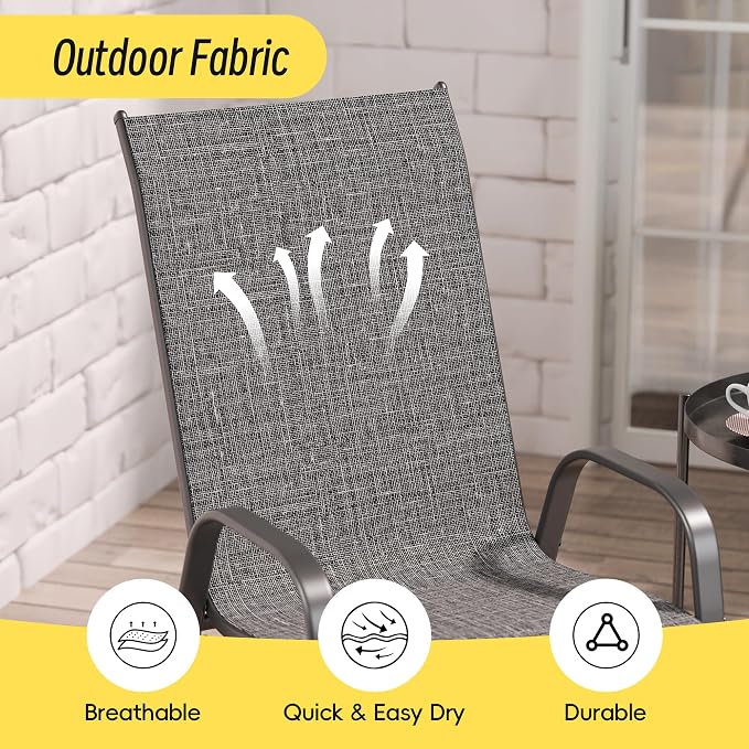 Patio Chairs Set of 6, Stackable Outdoor Dining Chairs Set - Image 6