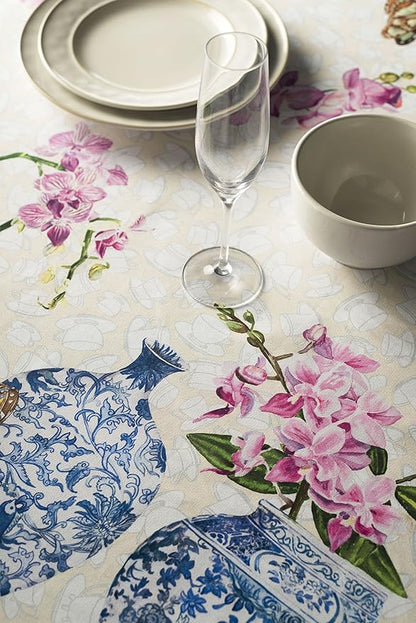 Maison d' Hermine Table Cloth Rectangle Table 100% Cotton 70 x 108 Inches Tablecloth Reusable Decorative Everyday Use for Dining Room, Farmhouse, Home, Party, Festive & Wedding Spring Summer - Canton