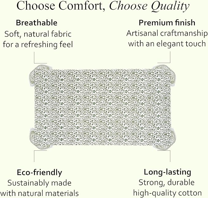 CPC Meadow Vine Tablecloth 100% Cotton 70x108 Inch Indian Block Print Rectangle Table Cover, Table Cloth for Gifting in Weddings, Halloween, Fall, Christmas, Thanksgiving