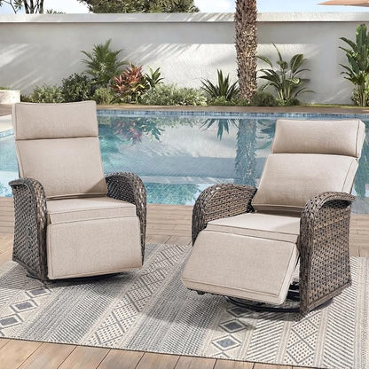 Zero Gravity Patio Swivel Recliner Chairs Set of 2 by JelwalyPatioFurnitureSet