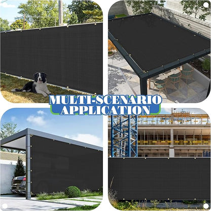 ECOOPTS 8'x292' Privacy Fence Screen Windscreen with Copper Grommets, Fit for Commercial Fence and Residential Garden Outdoor 90% UV Blockage, Cable Zip Ties Included (Black)