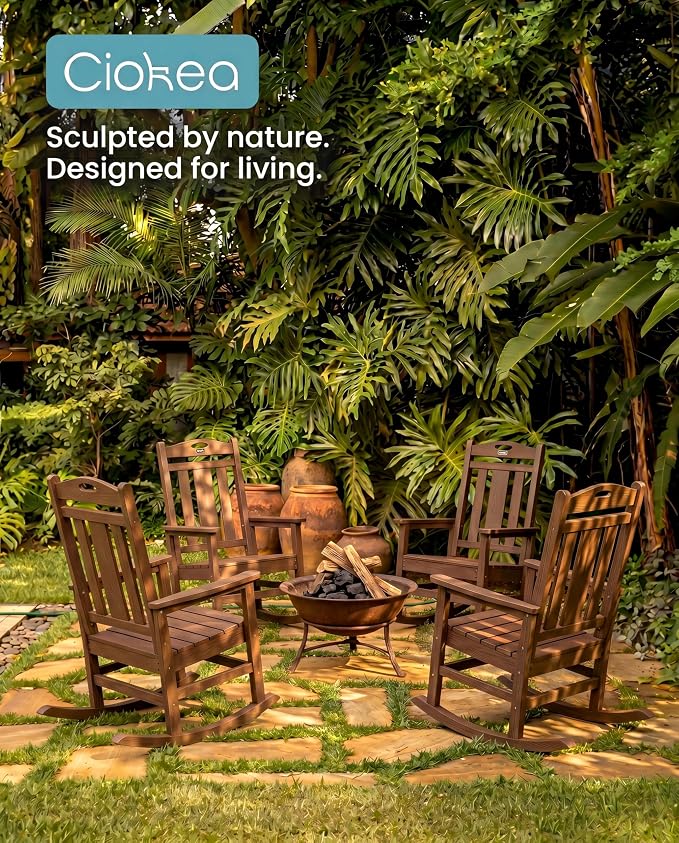 Oversized Outdoor Rocking Chairs, High Back Patio Rockers - Image 3