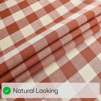 Gingham Table Cloth for Round Tables Orange Checkered Plaid Tablecloth Heavy Duty Cotton Blend Washable & Wrinkle Table Cover for Outdoor Kitchen Dining Picnic Camping (53 inch Diameter)