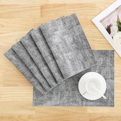 Homaxy Faux Leather Heat Resistant Placemats for Dining Table Set of 12, Waterproof Wipeable Washable PU Table Mats, Easy to Clean Anti-Slip Place Mats, 11.8" x 17", Black & White