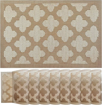 Elegant Placemats Vinyl Woven Heat-Resistant Placemats Set of 8 Washable Easy to Clean Table Mats for Dining Room and Decorate (Gold)