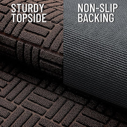 OLANLY Front Door Mat Outside Entrance 47x32, Absorbent, Heavy Duty Sturdy Natural Rubber Doormat Indoor Outdoor, Stain and Fade Resistant, Non-Slip Backing Low Profile Floor Mat for Entryway, Brown