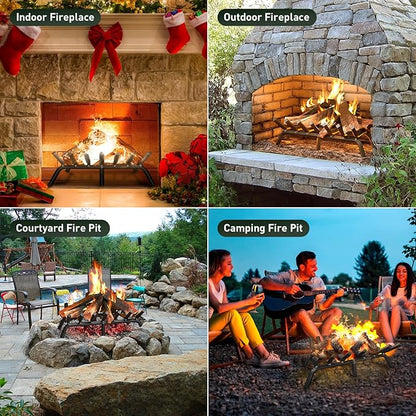 mestyl Fireplace Grate 30 Inch Heavy Duty Wrought Iron Fireplace Log Grate, 4/5" Bar Fire Grates, Firewood Log Burning Rack for Outdoor Wood Stove Pit & Fireplace Log Holder Indoor