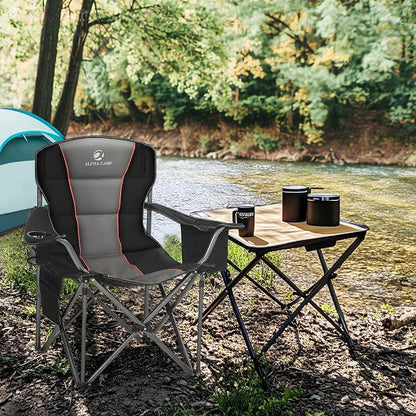 LET'S CAMP Folding Camping Chair Oversized Heavy Duty Padded Outdoor Chair - Image 7