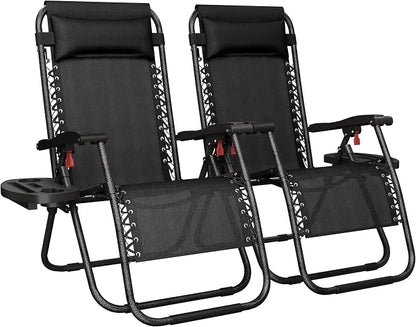 Yaheetech 26" Zero Gravity Recliners Adjustable Set of 2, Dark Black | Outdoor by Unknown
