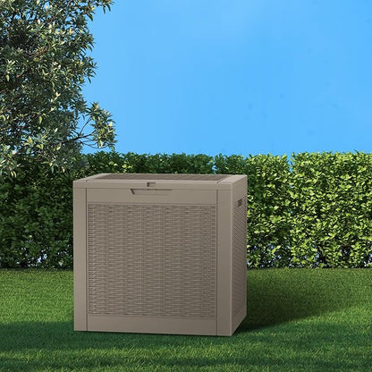 31 Gallon Outdoor Storage Box – Resin Deck Box with Lockable Lid, Waterproof Patio Furniture Storage for Tools, Garden & Yard Organization