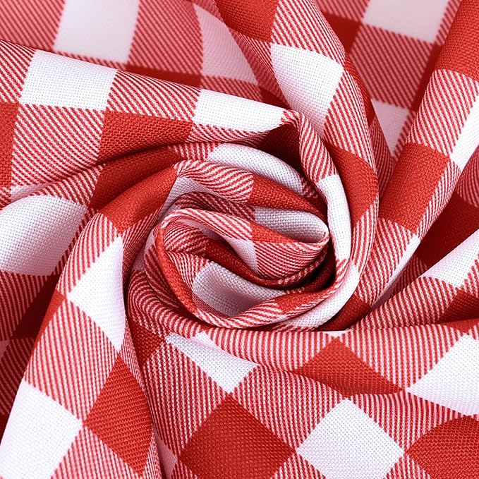 Classic Gingham Plaid Tablecloth Fabric - Rectangular 58x102 Inch Water Resistant Checked Table Cloth for Indoor/Outdoor Use - Table Cover for Kitchen, Picnics, Gardens, and Parties