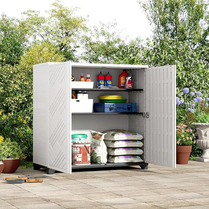 ZZM Indoor/Outdoor Storage Cabinet Waterproof, All Weather Outdoor Storage - Image 4