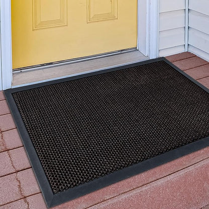 Outdoor Indoor Door Mats for Entryway, Heavy Duty and Durable All-Weather Entry Mat, Low Profile, Non-Slip and Easy Clean Outdoor Doormat for Entrance, Patio and Garage (Brown 30"x17")
