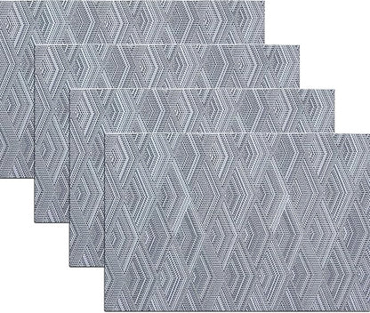 Elegant Placemats Set of 4, Plastic Heat-Resistant Non-Slip Vinyl Place Mats Washable Easy to Clean 18"x12" Placemats for Indoor Outdoor Table Decor (Grey)