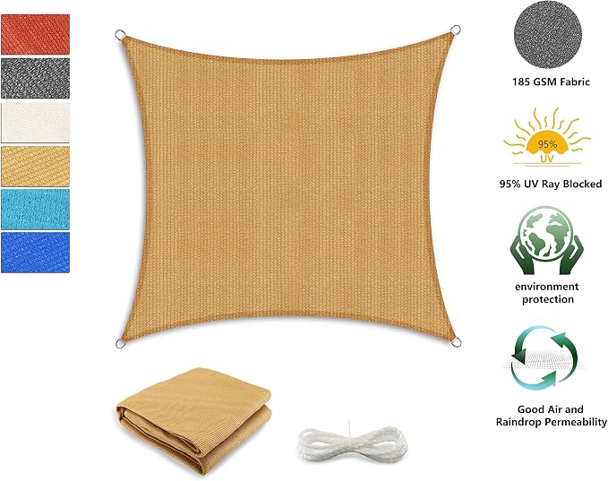 Tronssien Rectangle 6'x10' Sun Shade Sail, 95% UV Blockage Canopy Awning - Image 3