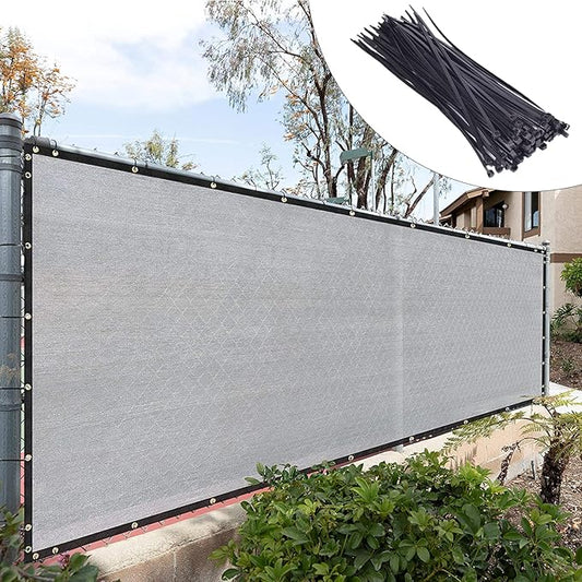Royal Shade Custom Size 4' x 78' Grey Fence Privacy Screen Windscreen Cover Netting Mesh Fabric Cloth - Cable Zip Ties Included (We Make Custom Size)