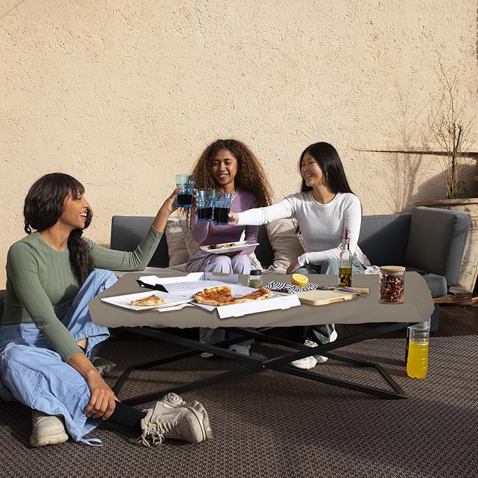 Covers & All Rectangle Table Top Cover, 12 Oz Waterproof UV & Weather Resistant Patio Table Cover, Outdoor Table Cover for Patio Furniture (80" L x 40" W x 5" H, Beige)