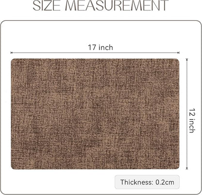 Romanstile Vinyl Placemats Set of 6-12 X 17 Inch - Heat Resistant Place Mats 100% Waterproof Oilproof Wipeable Reversible Faux Leather Table Mats for Kitchen, Dining, Party, Outdoor, Brown