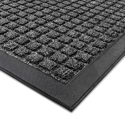 Front Door Mat Outside Entrance, 5' x 3' Heavy Duty Indoor Outdoor Door Mats for Entryway, All Season Weather Outdoor Doormat, Natural Rubber Non Slip Welcome Mats for Front Door
