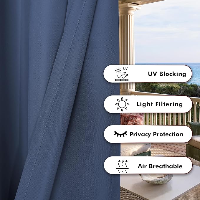 BONZER Outdoor Curtains for Patio Waterproof Thick | Privacy Grommet Light - Image 4