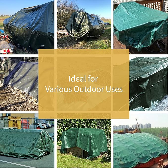GUARD SHIELD Green Tarp Waterproof 8x10 Feet Medium Duty All Purpose Poly Tarps Cover 7mil