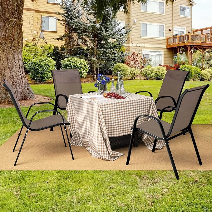 COSTWAY Patio Stackable Dining Chairs Set of 2 - Image 2