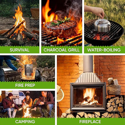 Inflame Fire Starters 800 pcs Fire Starters for Campfires, Grill, BBQ, Fireplace, Woodstove - Charcoal Starter - Waterproof, Weather-Resistant - Natural Wood Fireplace Starters