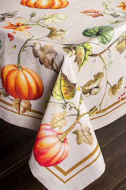 Maison d' Hermine Table Cloth Rectangle Table 100% Cotton 60 x 108 Inches Fall Tablecloth Reusable Everyday Use for Thanksgiving Christmas Decorations Dining Farmhouse Party (Potiron)