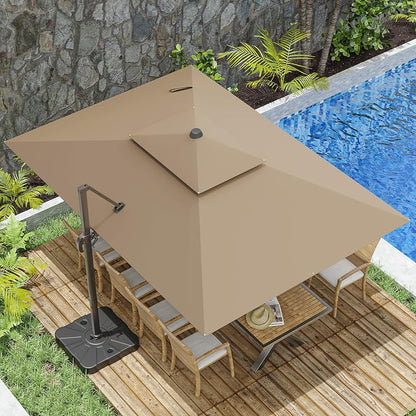 10x13FT Cantilever Outdoor Patio Umbrellas, Double Top Large Rectangle Umbrella by ZLACUIU